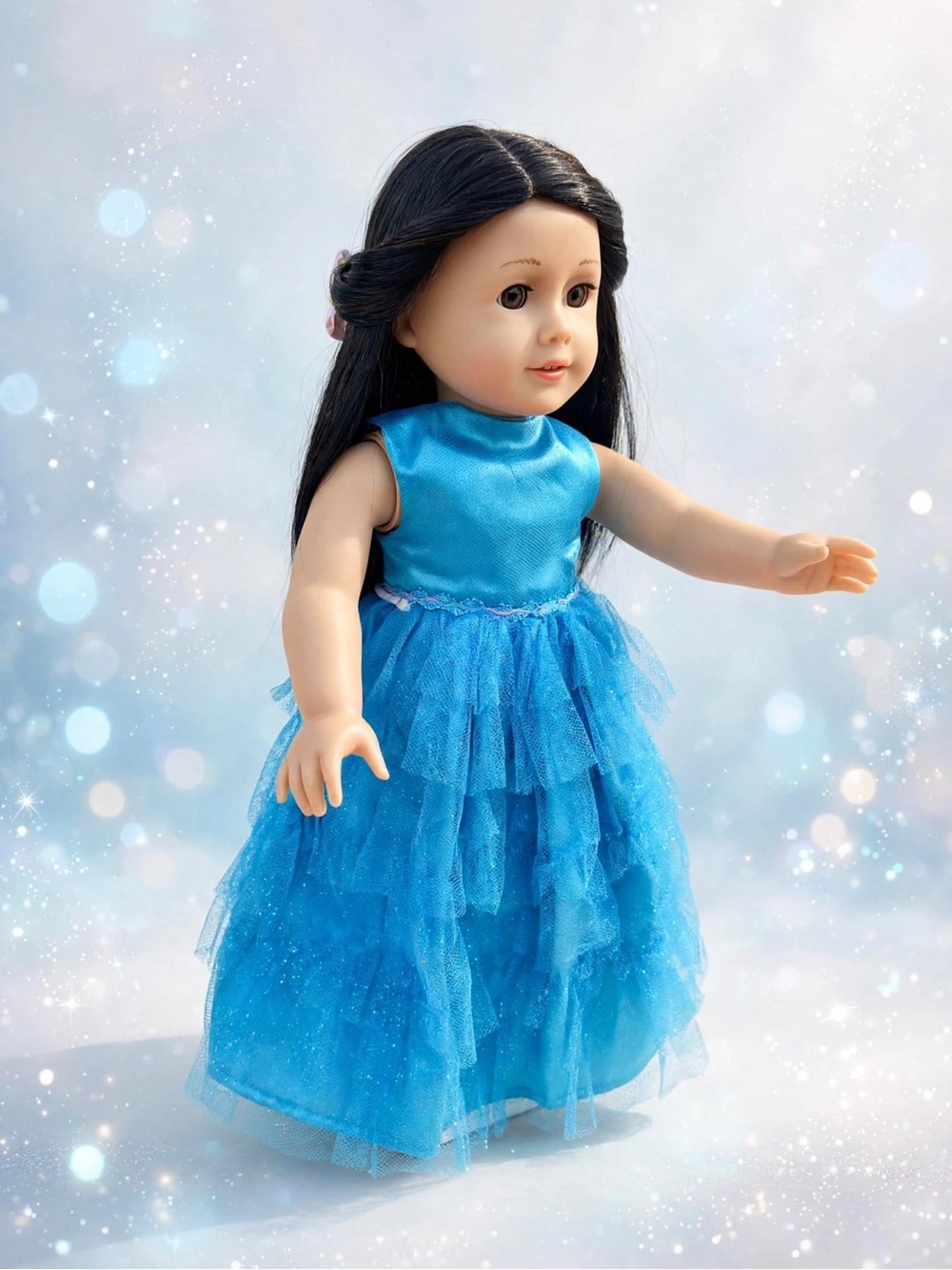 Blue Sparkle Party Dress for 18” Doll